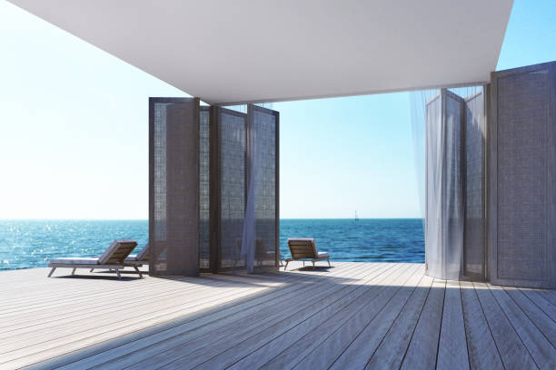 istock Beach living on Sea view. 3d rendering 1177488025