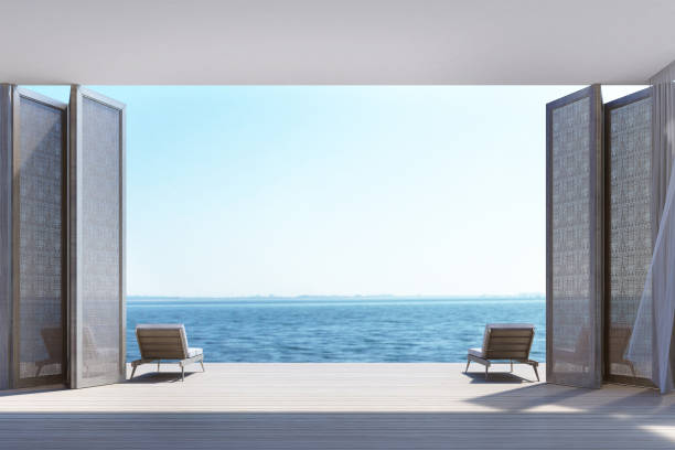 istock Beach living on Sea view. 3d rendering 1177488029