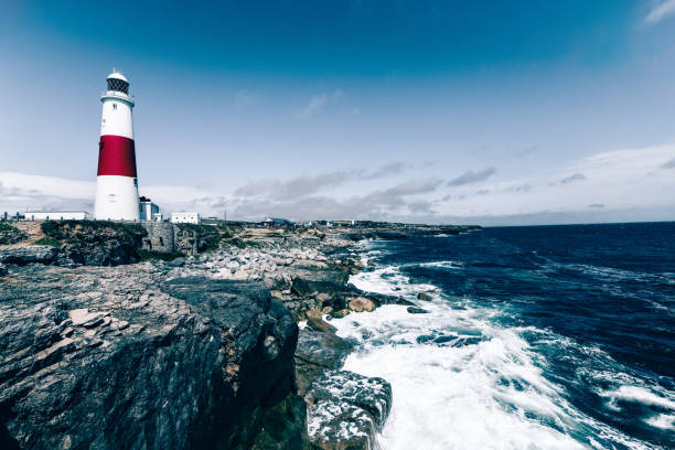 der leuchtturm von portland bill - lighthouse maine portland maine scenics stock-fotos und bilder