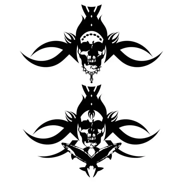 Vector illustration of Vector illustration with tribal tattoo isolated on white.