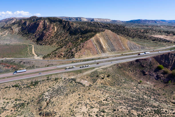 istock Truck Traffic on Highway, Aerial View 1177497577