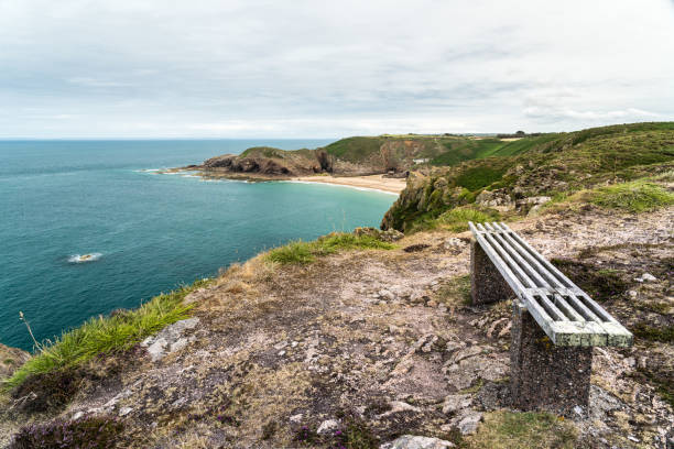 라 풀렌테와 라 그레브 드 레크, 저지 아일랜드, 영국 사이의 해안 풍경 - jersey uk nature landscape 뉴스 사진 이미지