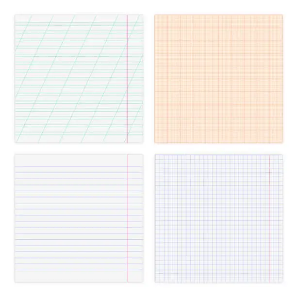 Vector illustration of Set of various paper sheets, isolated on white background, vector illustration.