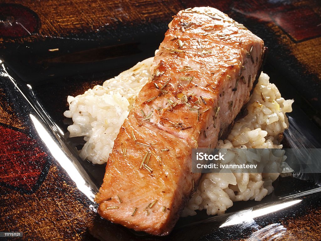 Salmon with capers sauce Grilled Salmon Stock Photo