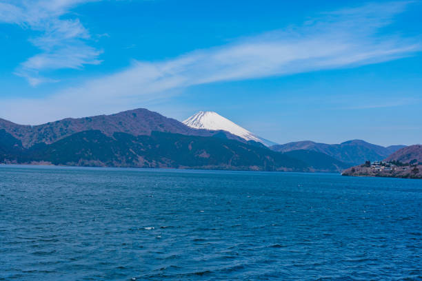 istock Lake ashi and mountains during sunset 1177511420
