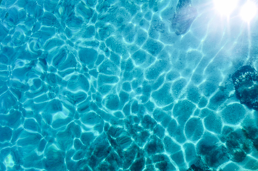 Turquoise Sea Surface, Ripple Water, Top view of beautiful Caribbean Sea