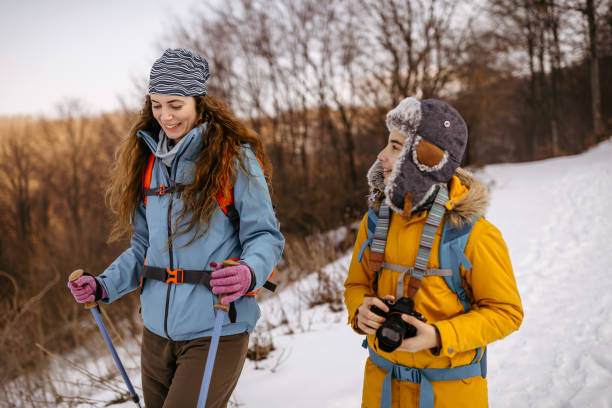 istock Mother and son hiking in winter 1177517798