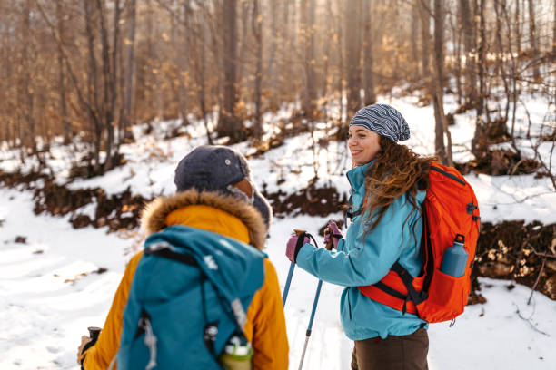 istock Mother and son hiking in winter 1177517834