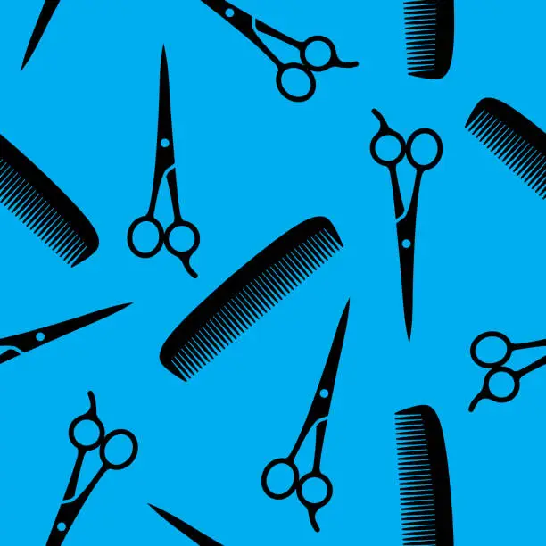 Vector illustration of Hair Cutting Scissors and Comb Pattern