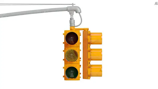 Traffic light yellow sign stoplight. 3D rendering