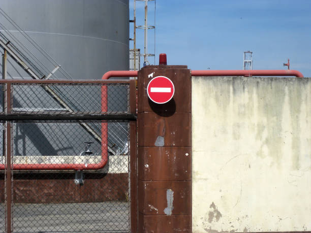istock Forbidden Sign in Industrial Site 1177540113