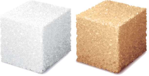 Vector realistic 3d brown and white sugar cubes isolated on white background Vector realistic 3d brown and white sugar cubes isolated on white background. RGB. Global colors sugar cube stock illustrations