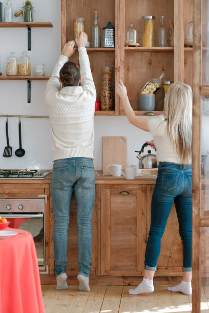 family relationship couple cooking modern kitchen