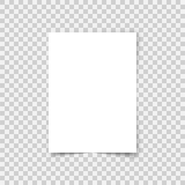 vector a4-formatpapier mit schatten auf transparentem - a4 papier stock-grafiken, -clipart, -cartoons und -symbole