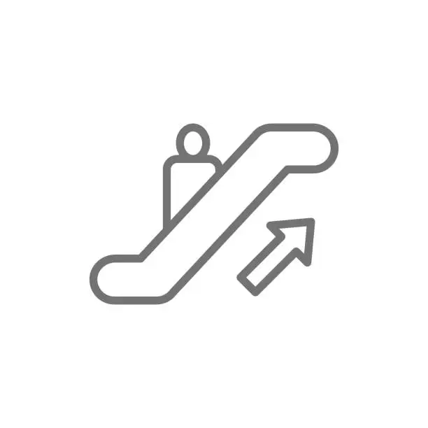 Vector illustration of Escalator up sign line icon. Isolated on white background