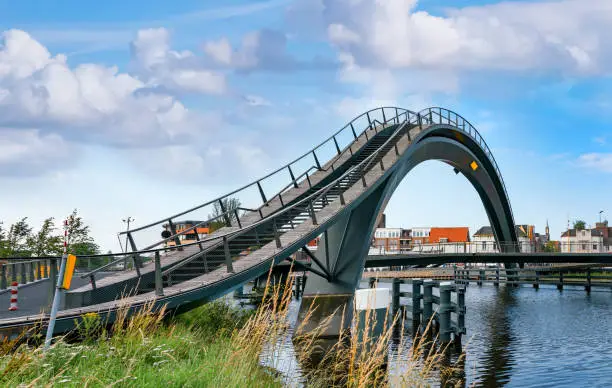 Iconic bridge for cycling and walking in Purmerend