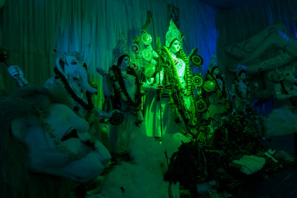 istock Durga idol at Puja Pandal, Durga Puja festival 1177560047