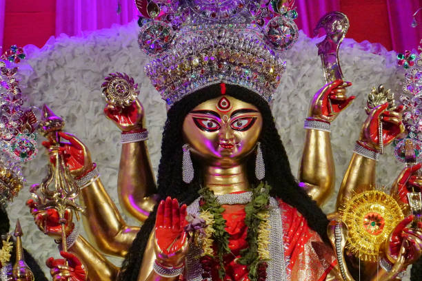 istock Durga idol at Puja Pandal, Durga Puja festival 1177560082