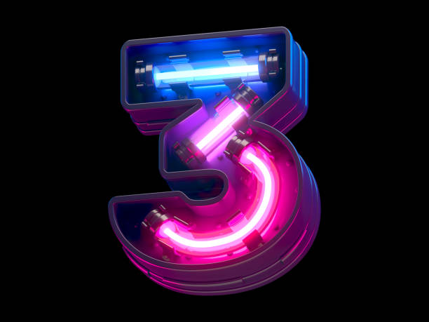 Ultraviolet neon futuristic. Ultraviolet neon futuristic. number 3 photos stock pictures, royalty-free photos & images