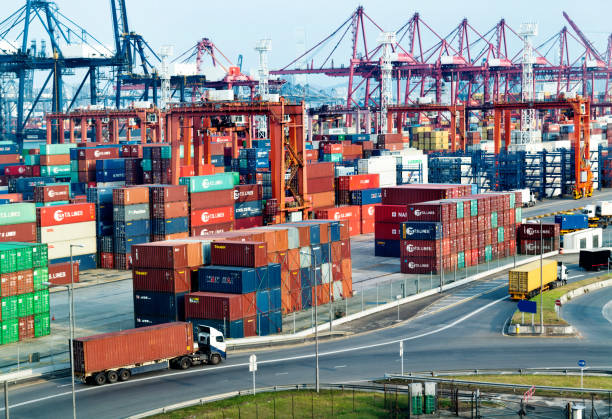 istock Truck working in container depot 1177576108