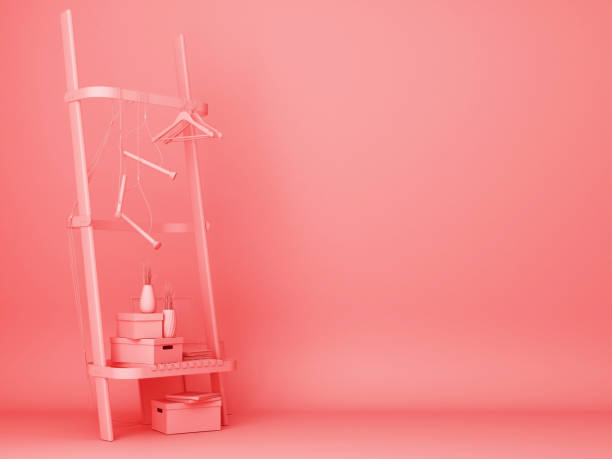istock Furniture mock up on a red background. -3d render. 1177577261