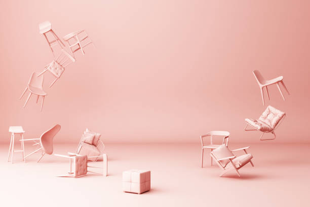 istock A lot of pink chair on a pink background. -3d render 1177577794