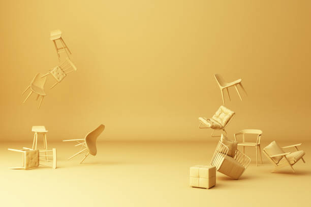 istock A lot of chairs on a yellow background. -3d render 1177577805