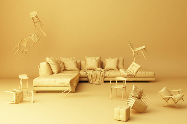 istock A lot of chairs on a yellow background. -3d render 1177577816