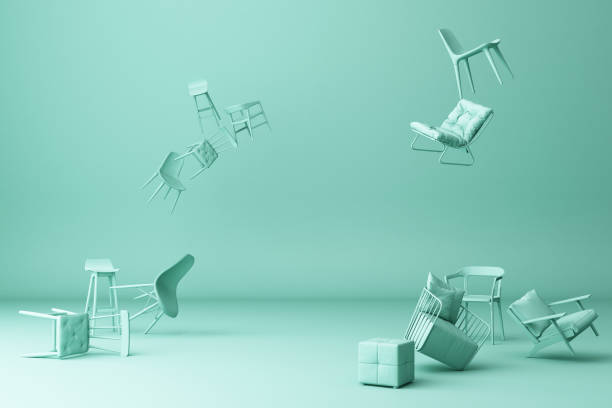 istock A lot of chairs on a green background. -3d render 1177577826