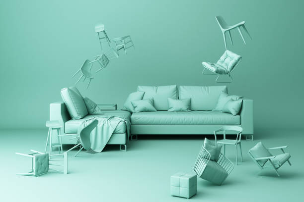 istock A lot of chairs on a green background. -3d render 1177577842