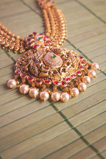 istock Antique Gold Necklace with Peacock Design 1177579974