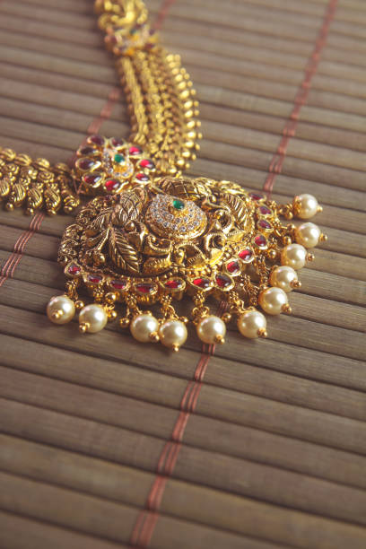 istock Antique Gold Necklace with Peacock Design 1177579977