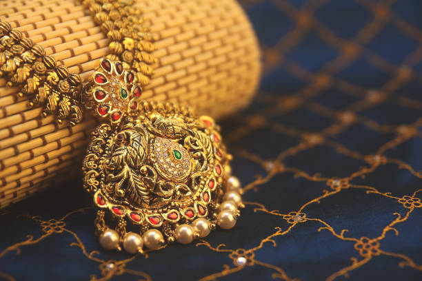 istock Antique Gold Necklace with Peacock Design 1177579990