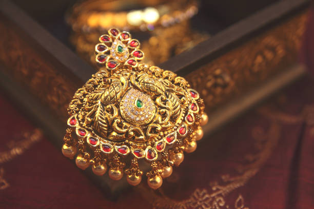 istock Antique Gold Necklace with Peacock Design 1177580002