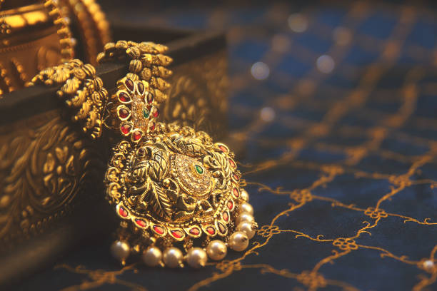 istock Antique Gold Necklace with Peacock Design 1177580006