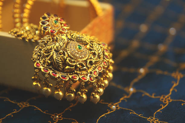istock Antique Gold Necklace with Peacock Design 1177580078