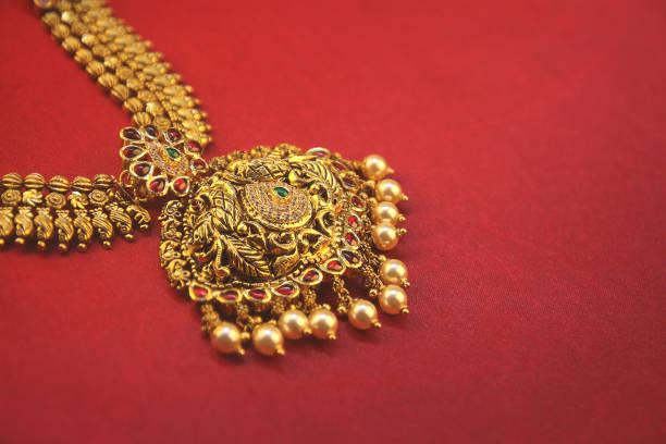 istock Antique Gold Necklace with Peacock Design 1177580113