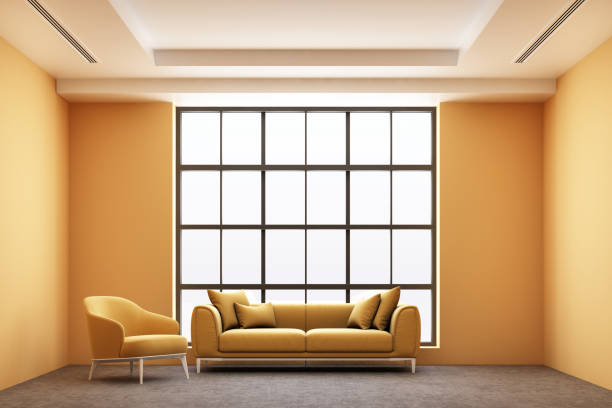 istock Front view of empty interior space industrial loft style with concrete floor, windows and sunlight. Real estate concept. 3D Rendering - 1177581046