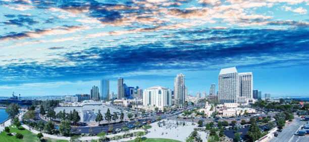 istock San Diego panoramic aerial view at dusk, California 1177583553