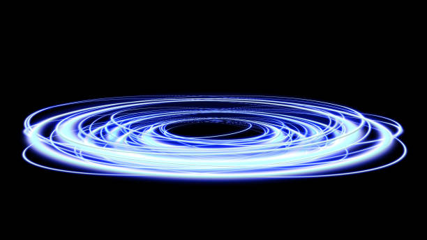 волшебный портал. концепция космических путешествий, туннель в форме воронки, который может соединить одну вселенную с другой. синие лучи ч - funnel shaped стоковые фото и изображения