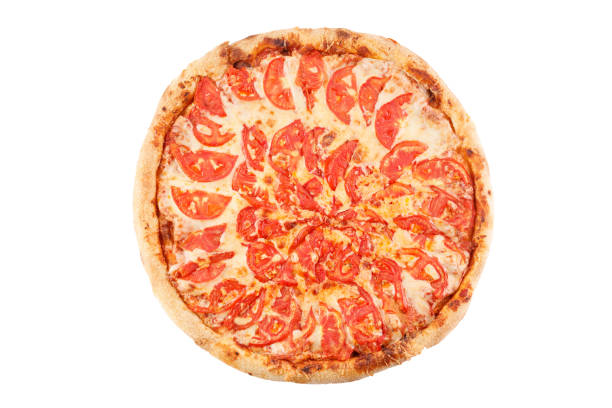 istock Margarita pizza arrangement isolated on white background. Close-up. 1177589596