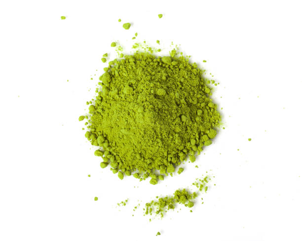istock Powdered matcha green tea scattered on white background top view copy space 1177589642