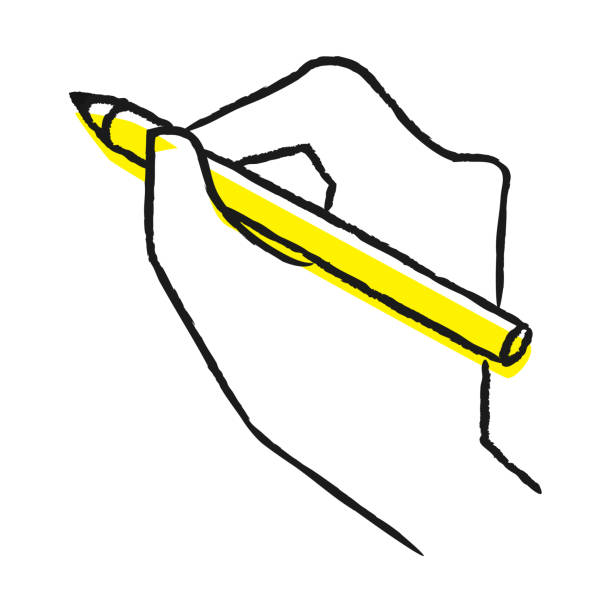 illustrations, cliparts, dessins animés et icônes de illustration d'une main avec un stylo. - écriture manuscrite illustrations
