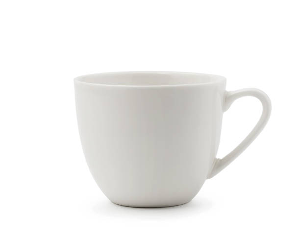 empty white coffee cup or tea cup on white background. this has clipping path. stock photo