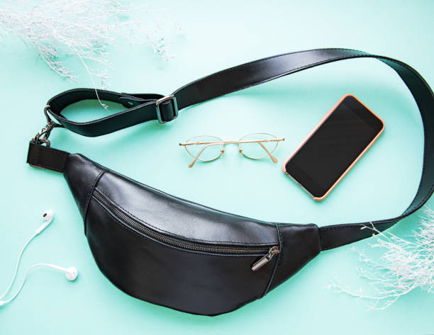 istock Black leather waist bag 1177595219