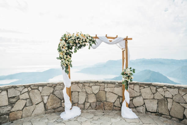 istock Beautiful wedding arch with flowers 1177596083