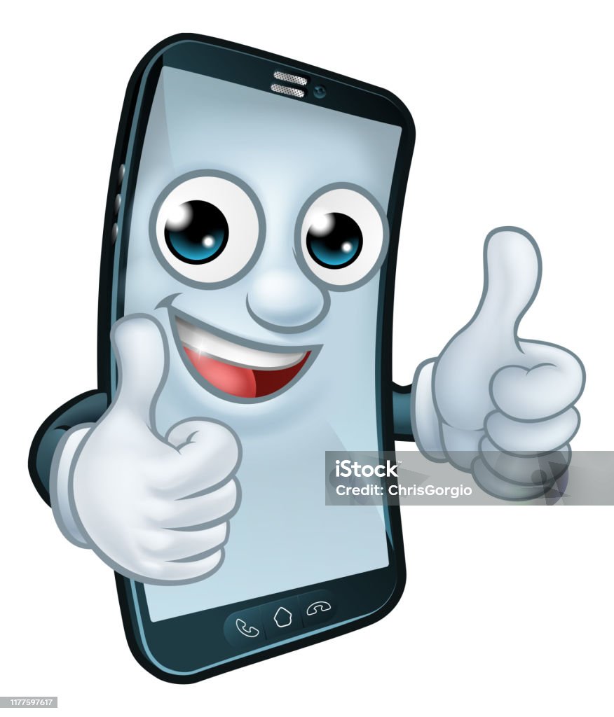 Mobile Phone Thumbs Up Cartoon Mascot Stock Illustration - Download Image  Now - Mobile Phone, Characters, Fictional Character - iStock