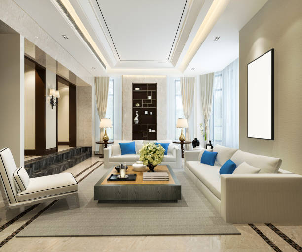 istock 3d rendering classic shelf living room with luxury decor 1177599470
