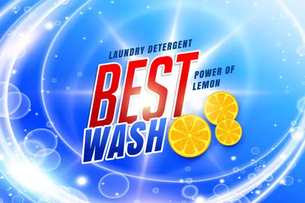 Vector illustration of laundry detergent packaging concept with lemon fresh design