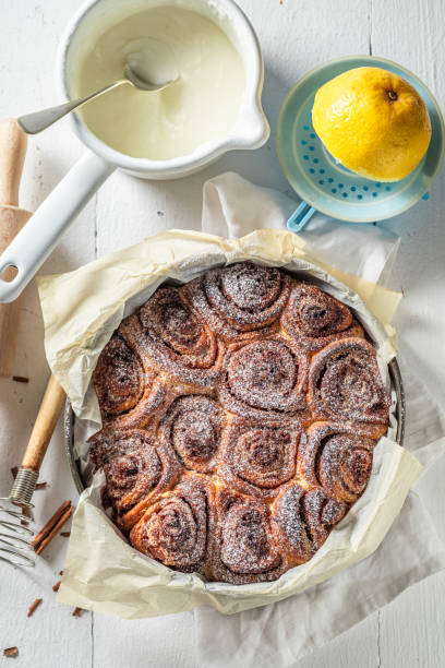 istock Freshly baked cinnamon rolls as swedish christmas dessert. 1177601587